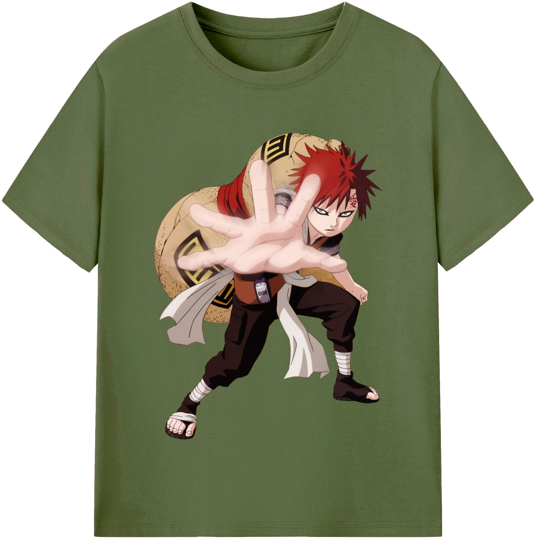 （画像用） NARUTO -ナルト- ガアラ Gaara 綿100％半袖Tシャツ（フロントプリント）